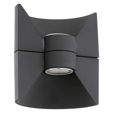 EGLO LED Außen-Wandlampe Redondo, 2 flammige Außenleuchte, Wandleuchte aus Aluguss, Farbe: Anthrazit, IP44