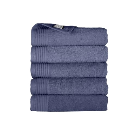 THE ONE TOWELLING Classic Handtücher - 70 x 140 cm - 5 Stück - Sparpackung - Hohe Feuchtigkeitsaufnahme - 100% gekämmte Baumwolle - Schnell trocknend - Handtuch-Set - Badetuch - Denim