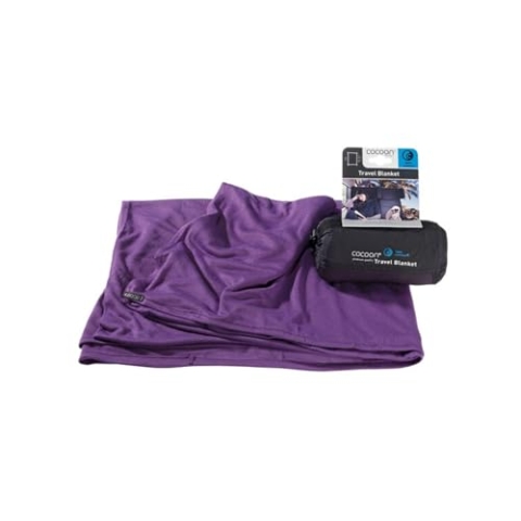 COCOON Coolmax Reisedecke, kompakte Überwurfdecke für Camping und Wandern, passt in Rucksack, Befestigung am Gepäck, schnell trocknend (regulär 177,8 x 139,7 cm, Lila Aubergine)
