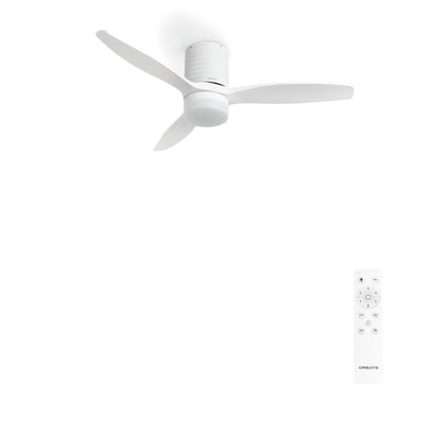 CREATE / WINDCALM LINE/Deckenventilator mit Beleuchtung Weiß mit horizontalen Linien und Fernbedienung / 40W, Ø132 cm, 6 Geschwindigkeiten, 3 Lichttemperaturen, Sommer-Winterbetrieb