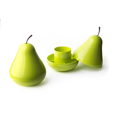 QUALY QL10148G Aufbewahrungsbox Birne Pear Pod 16,5 x 16,5 x 19,5 cm Kunststoff, grün