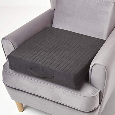 Homescapes Festes Sitzkissen 50x50x10 cm schwarz, Sesselkissen/Sitzerhöhung orthopädischer Schaumstoff mit Velours-Bezug