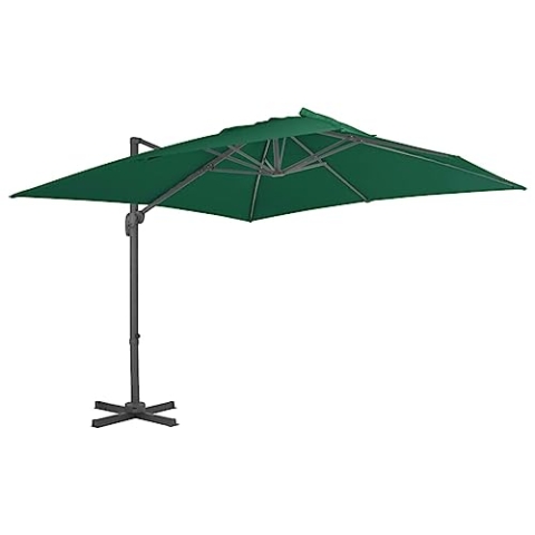 vidaXL Ampelschirm mit Aluminium-Mast Sonnenschirm Gartenschirm Marktschirm Strandschirm Schirm Kurbelschirm Terrassenschirm Grün 300x300cm