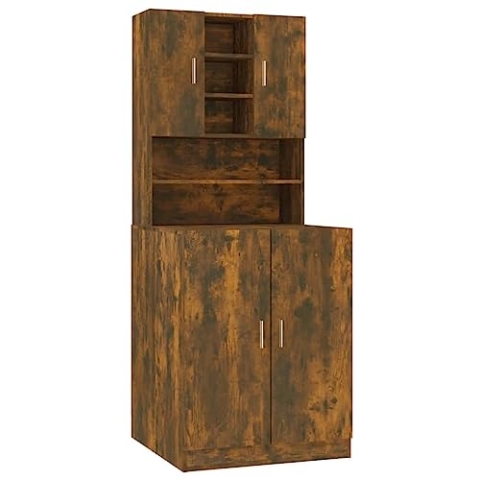 vidaXL Waschmaschinenschrank Räuchereiche Holzwerkstoff, Waschmaschinenregal, Badezimmerregal, Waschraumschrank, Badezimmerschrank, Badezimmermöbel