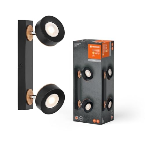 LEDVANCE DECOR SPOT PLUTO, 9,6W, 615lm, schwarz, Spotleuchte, verstellbare Köpfe, vielseitig anwendbar, Innenraumspot, warmweiße Lichtfarbe, hochwertige Optik, einfache Montage
