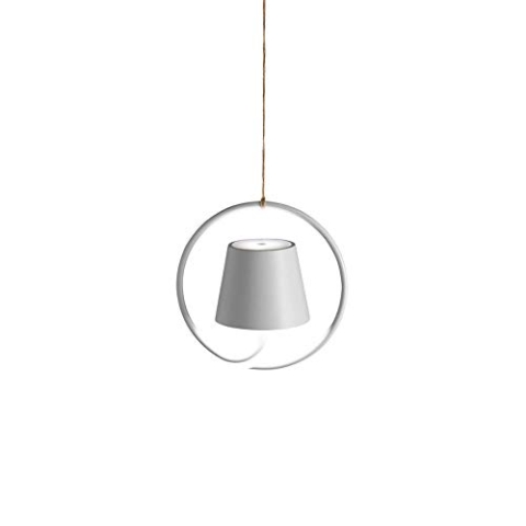 Zafferano Poldina-Wiederaufladbare LED Hängeleuchte, Leuchte mit Aluminiumgehäuse, IP54, Geeignet für den Außen-und Innenbereich, Dimmbar, EU-STECKER-Weiß, 2.2 W