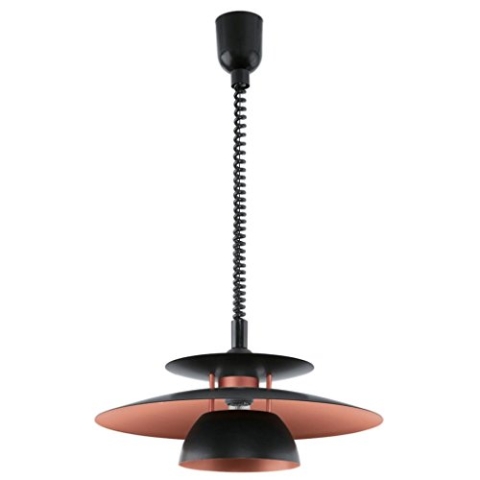 EGLO Pendelleuchte Brenda, 1 flammige Hängelampe, Hängeleuchte aus Metall und Kunststoff, Esstischlampe in Schwarz, Kupfer, Wohnzimmerlampe hängend mit E27 Fassung, Ø 43 cm