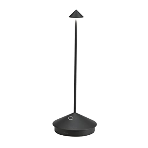 Zafferano, Pina Pro Lampe, Wiederaufladbare und Kabellose Tischlampe mit Touch Control, Geeignet für den Innen- und Außenbereich, Dimmer, 2700 K, Höhe 29 cm, Farbe Schwarz