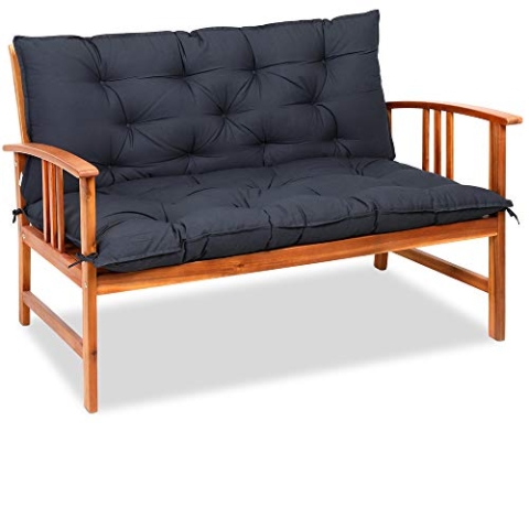 DETEX® Bankauflage Sitzkissen 55%-Baumwolle Visko-Effekt 100x100cm Rückenlehne Sitzpolster Gartenbank Bank Kissen Polster Auflage Rückenkissen Anthrazit Uni