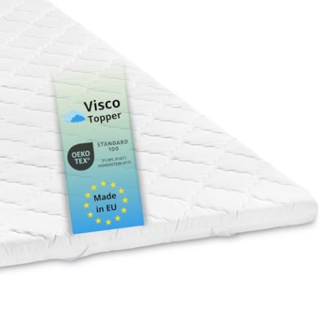 Bodyprotect Topper 80 x 200 x 6 cm, Visco Matratzentopper, Viscoschaum Matratzenauflage, waschbar bis 60 Grad, weiß