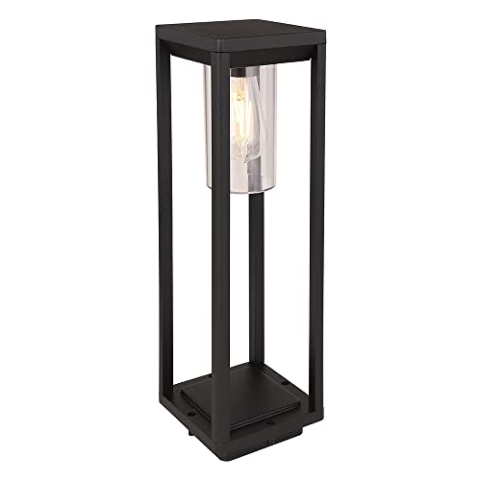Globo Candela Sockelleuchte schwarz matt, klar E27 dimmbar 15x15x50cm
