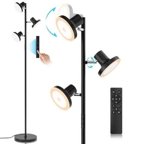 SIBRILLE Stehlampe Wohnzimmer 36W 2500LM Stehlampe LED Dimmbar mit Fernbedienung & Berührung 2700K-6500K, 3-Licht Leselampe Stehleuchte Moderne Deckenfluter LED Dimmbar für Wohnzimmer Büro Hotel