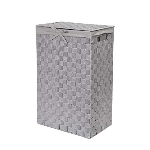 Compactor STAN Wäschekorb, Größe L, 25x38x60 cm, Grau, Stilvoller Wäschebehälter aus Rayon-Geflecht mit Deckel