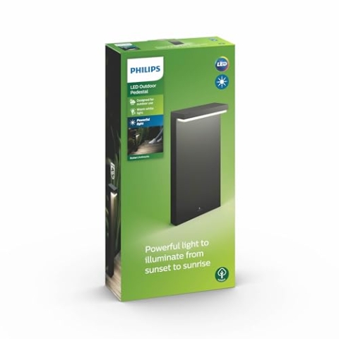 Philips Bustan Sockelleuchten für den Außenbereich, 9 W, 2700 K, warmweiß, wasserfest, anthrazit, IP44 wetterfest