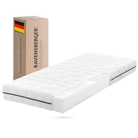 RAVENSBERGER Comfortmatratze Ravo-PUR - Härtegrad H2, mittel - 90 x 200 cm, Höhe 19 cm - ergonomische 7-Zonen Matratze mit RAVOTEX Funktions-Bezug, allergikerfreundlich