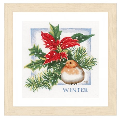 Lanarte Kreuzstich Stickpackungen Gezählter Kreuzstichbilder Set WINTER Wanddekoration Handarbeit Set für Erwachsene 25 x 25 cm DIY Deko Bastelset Handwerker Kreative Geschenkset