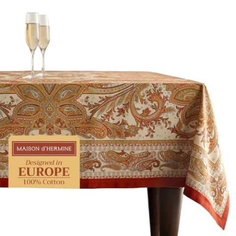 Maison d' Hermine Kashmir Paisley 100% Baumwolle Tischdecke für Küche | Abendessen | Tischplatte | Dekoration Parteien | Hochzeiten | Thanksgiving/Weihnachten (Rechteck, 140cm x 180cm)