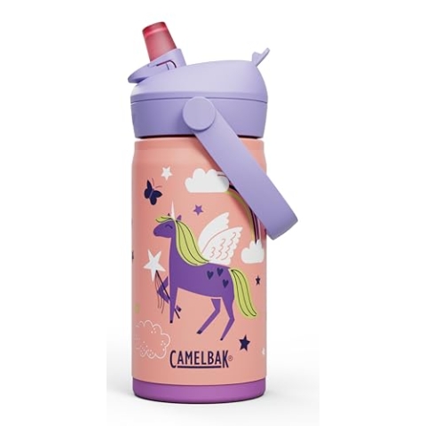 CAMELBAK Thrive Flip Straw Kinder-Wasserflasche, 340 ml, isolierter Edelstahl, magische Einhörner