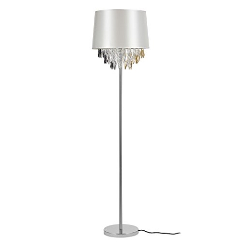 lux.pro Stehleuchte 1 x E27 Stehlampe 165 cm Silber Weiß Kristallbehang Lampe Wohnzimmerlampe Leuchte Standleuchte