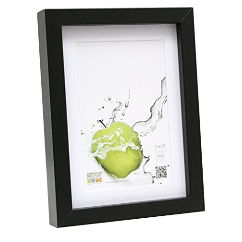 Deknudt Frames S40AK2-P1-40.0X50.0 Basic-Bilderrahmen, mit Passepartout und Zierleiste, Holz/MDF, 40 x 50 cm, Schwarz