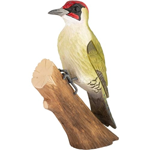WILDLIFEGARDEN Wildlife Garden WG452 DecoBird Grünspecht - Handgeschnitzter Dekorative Vogel aus Holz - Große Europäische Vögel
