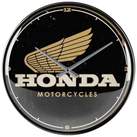 Nostalgic-Art Retro Wanduhr, Ø 31 cm, Honda MC – Motorcycles – Geschenk-Idee für Honda-Zubehör Fans, Original Lizenzprodukt (OLP), Große Küchenuhr, Vintage Design