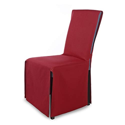 SCHEFFLER-Home Stuhlhusse Mila 6er Set/Festlicher Stuhlbezug mit Schleife für Weihnachten, Hochzeit, Geburtstag/Elegante Bankett-Husse für jeden Anlass und Stuhl/Für Esszimmer, Wohnzimmer/Bordeaux