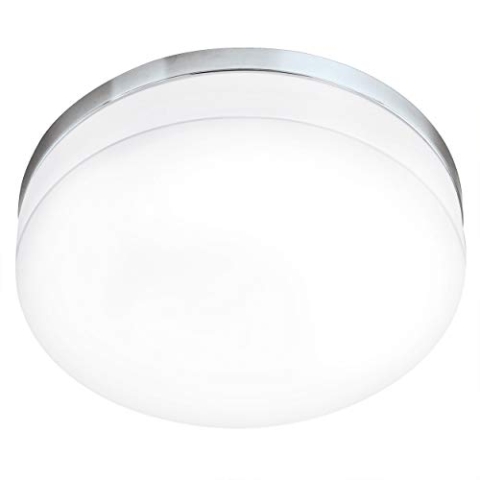 EGLO LED Deckenlampe Led Lora, Deckenleuchte, Stahl in chrom, Glas opal-matt in weiss warmweiß IP54