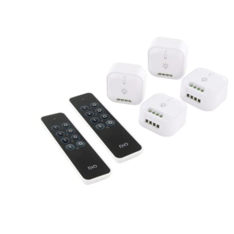 DiO Connected home Set mit 4 Lichtmodulen On/Off & 2 Fernbedienungen, Weiß/Schwarz, One Size