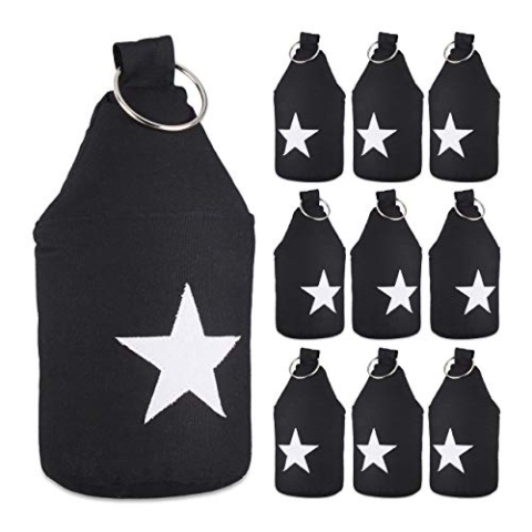 Relaxdays 10er Set Türstopper Stern, Türpuffer Stoff, Türsack Boden, extra hoch, mit Griff, dekorativ, HxD: 23 x 11 cm, schwarz