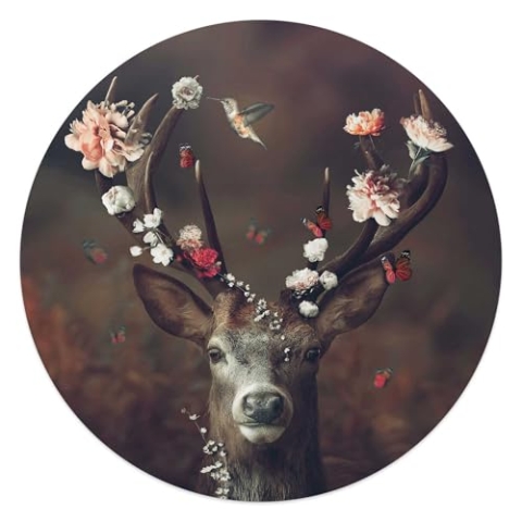 REINDERS Plexiglasbild, Hirsch, Kinderzimmer, Poster, Wanddeko, Room Decor, Acrylglas, Braun, Ø 50cm