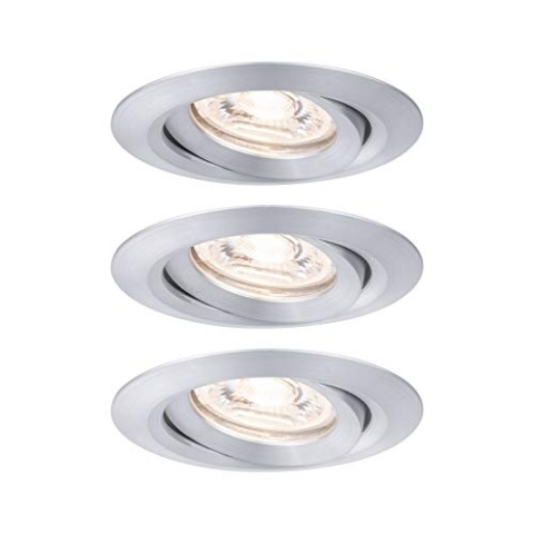 Paulmann 94297 Nova Mini LED Einbauleuchte Coin 3er Set rund schwenkbar 3x4W Deckeneinbaustrahler Alu gedreht Aluminium Warmweiß 2700K