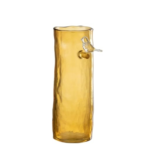 VASE LANG Vogel Glas Ocker SMALL