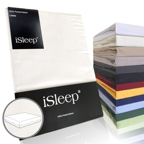 iSleep Bettlaken Perkal Baumwolle (Weiß, 200x270 cm)