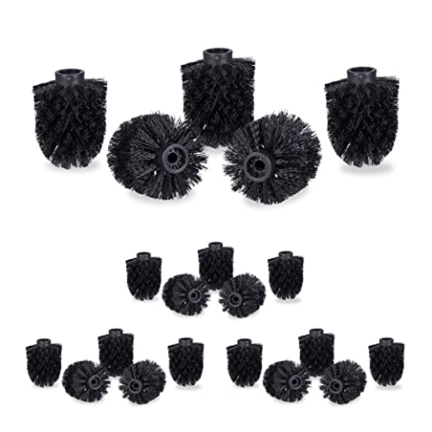 20 x WC Bürstenkopf, lose Toilettenbürsten 9,5mm Gewinde, Ersatzbürstenkopf Ø 7 cm, Wechselbürstenkopf, schwarz