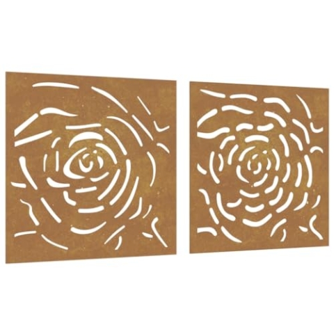 vidaXL Garten Wanddeko 2-TLG., Gartendeko mit Rosen-Design, Wandbild Wandschmuck Wetterfest, Wandkunst Dekoration Wanddekoration, Cortenstahl