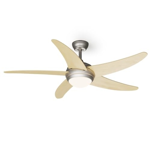 Klarstein Deckenventilator mit Beleuchtung, 132 cm, leiser DC Motor, 6 Geschwindigkeiten, Sommer- & Wintermodus, Smart Steuerung per App, Fernbedienung & Sprachbefehl, Energieeffizient, Timerfunktion