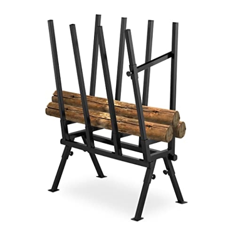 Relaxdays Sägebock, Holzsägearbeiten, 200 kg, Sägegestell für Kettensägen, Stabiler Stahl, HBT: 112x77,5x50 cm, schwarz