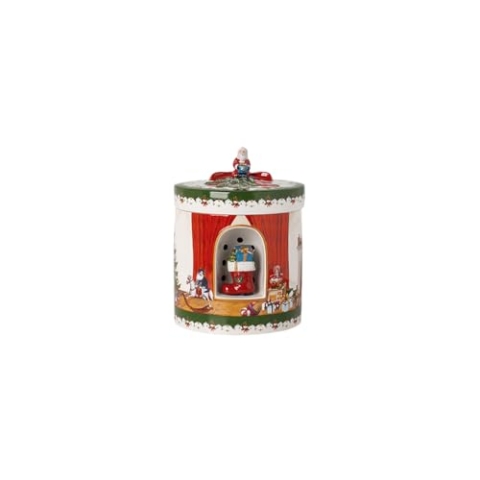 Villeroy & Boch und Boch - Christmas Toys, Paket rund, Santa bringt Geschenke, 17 x 17 x 22cm, Porzellan, Mehrfarbig, 14-8327-6692, Martini Olive/Martini Olive Terra Camo, 17x17x22cm