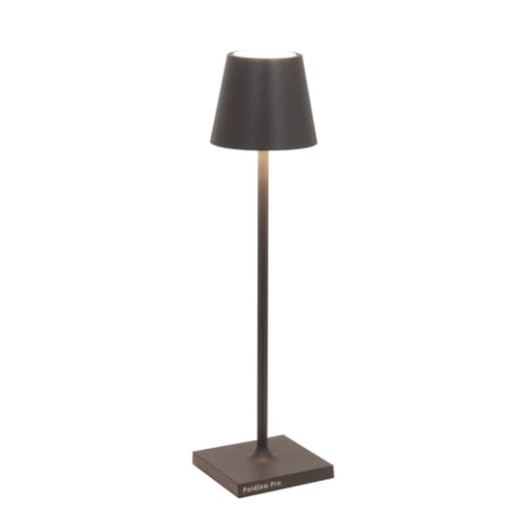 Zafferano, Poldina Micro Lampe, Kabellose, Wiederaufladbare Tischlampe mit Touch Control, Geeignet für Wohnzimmer und Außenbereich, Dimmer, 2200-3000 K, Höhe 27,5 cm, Farbe Dunkelgrau