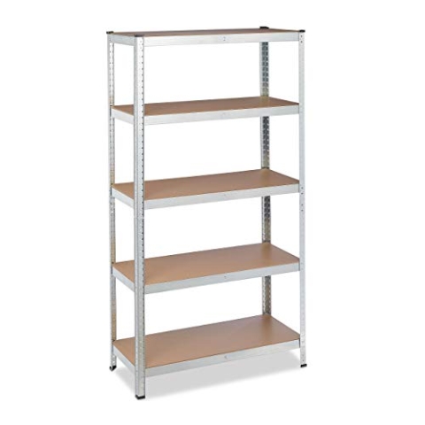 Relaxdays 2 x Schwerlastregal verzinkt, Traglast 875 kg, 180 x 90 x 40 cm, 5 Böden, zum Stecken, Stahl, Lagerregal Keller, Silber