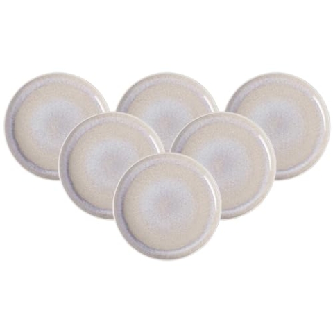 Villeroy & Boch like. by Perlemor Sand Speiseteller 6er Set, 27 cm, Teller im Pottery Look mit Effektglasur, Premium Porzellan