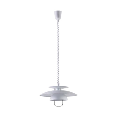 Lindby Esstisch Pendelleuchte, Hängeleuchte Metall höhenverstellbar Hängelampe weiß 1x E27 max. 60W ohne Leuchtmittel Esszimmer Küchenlampe