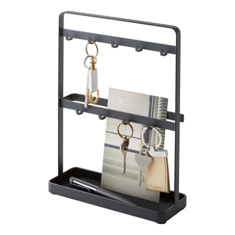 YAMAZAKI 2778 SMART Schlüsselständer, Minimalistisches Design, Stahl, Schwarz, 20 x 7,5 x 27 cm (LxBxH)