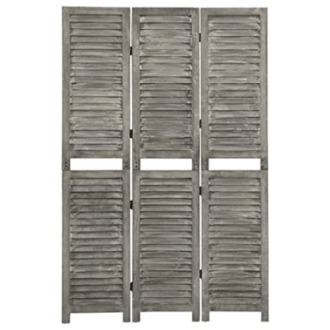vidaXL Raumteiler 3-TLG. Trennwand Stellwand Paravent Spanische Wand Sichtschutz Umkleide Faltwand Raumtrenner Grau 106,5x166cm Massivholz