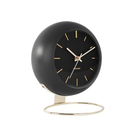 Karlsson [DL] Table Clock Globe Black, des. Armando Breeveld D. 21cm, H. 24,5cm, Depth. 14cm, Excl. AA Battery