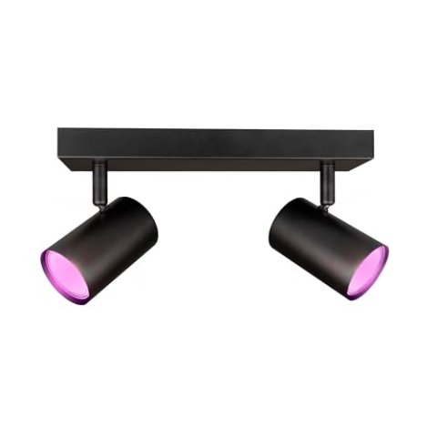 Ledvion - LED Deckenstrahler, Schwarz 2-lights, Dimmbare, 5W, RGBWW, Kippbar, GU10 Fassung, IP20, Inkl. GU10 Lampe