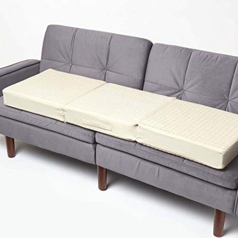 Homescapes 3-Sitzer Sofa-Sitzerhöhung 150x50 cm Creme, 10 cm Dickes Sitzkissen Baumwolle, Couch-Auflage orthopädischer Schaumstoff