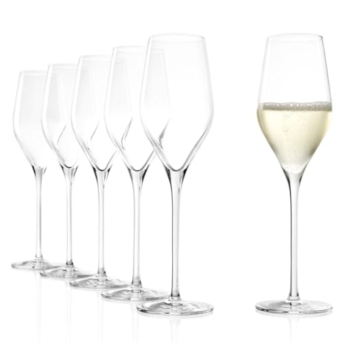 Stölzle Lausitz Champagner Gläser Exquisit Royal 6er-Set 265ml – Elegante Champagner-Cocktail Gläser ideal für Schaumweine – Kristall Sektgläser aus deutscher Herstellung – Spülmaschinen- & Stoßfest