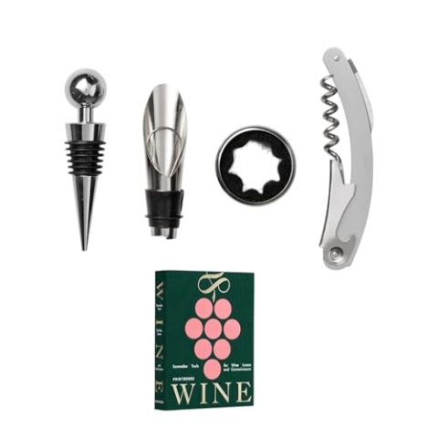 PrintWorks The Essentials Wine Tools Damen 4-teiliges Set, Grün , Einheitsgröße